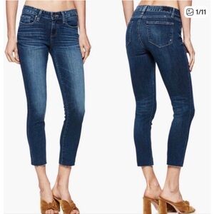 PAIGE Women's Mid Rise Dark Wash Cropped Jeans